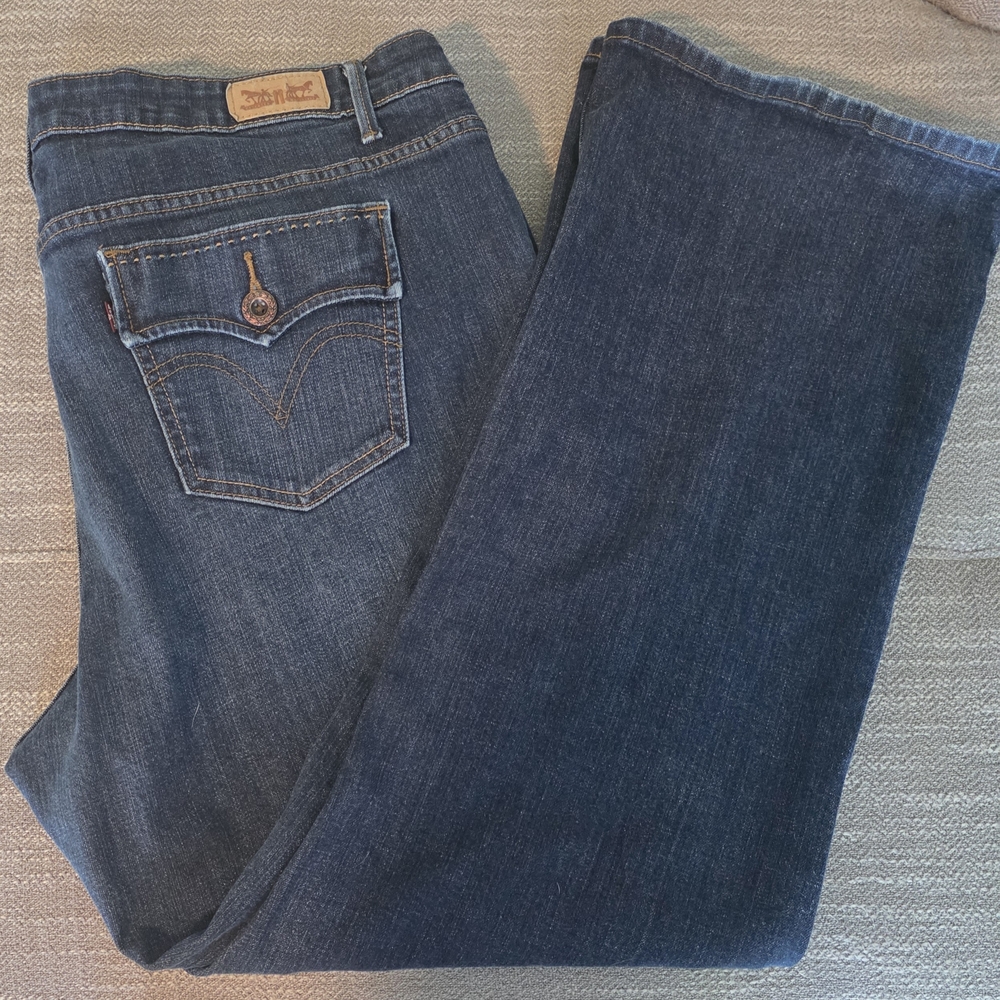 Womens Plus Size 18W Levi's 590 Bootcut Stretch Jeans Levis Denim Blue EUC